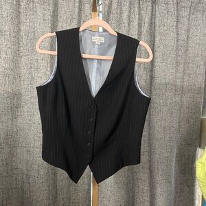 Tahari ASL Black Pinstripe Vest